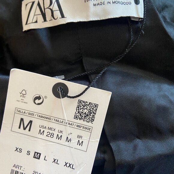 **Zara** Houndstooth Double Breasted Coat Size Medium NWT - Picture 6 of 7